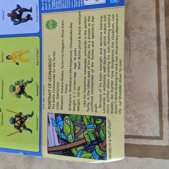 VTG Teenage Mutant Ninja Turtles 10 back Leonardo factory sealed TMNT MOC NIB 88 - Picture 3 of 4